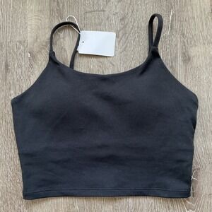 NWT Lemedy Black Spaghetti Strap Cropped Tank Top Sports Bra Yoga Medium